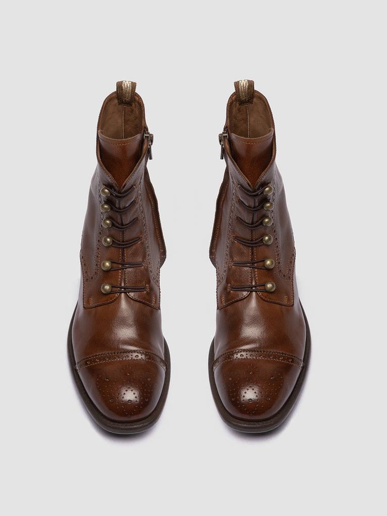 CALIXTE 023 - Brown Leather Lace Up Boots