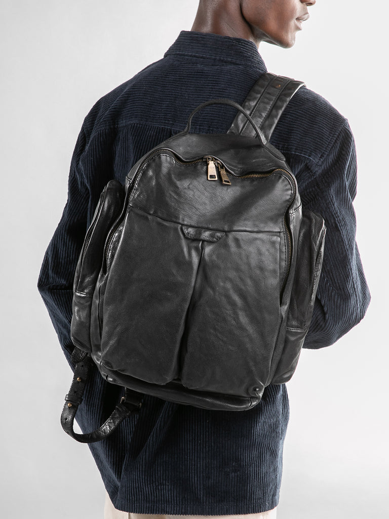 HELMET 042 - Black Leather Backpack  Officine Creative - 8