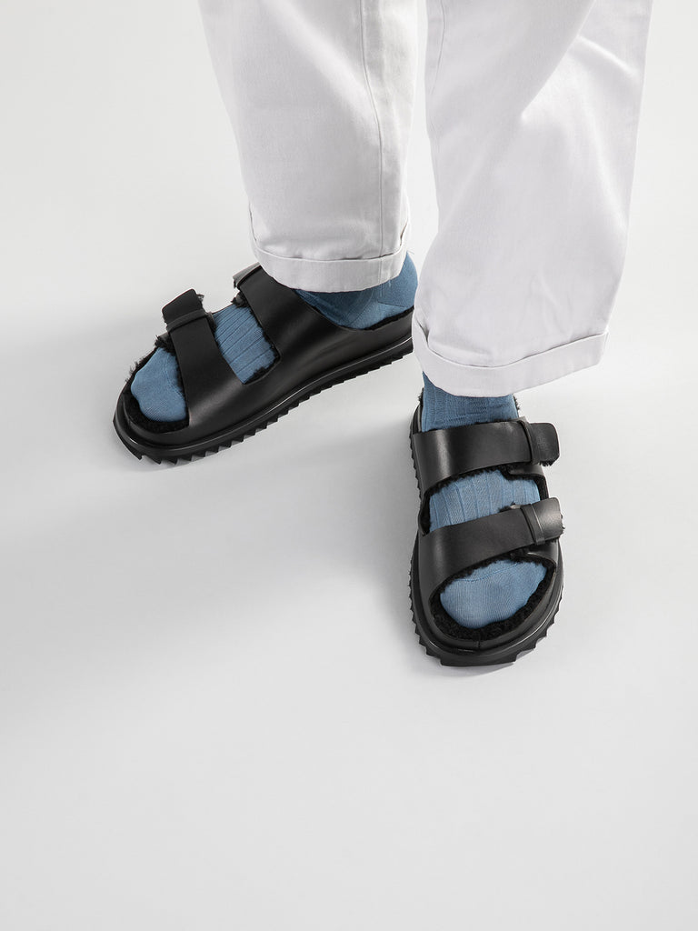 INTROSPECTUS 003 - Black Leather Slide Sandals Men Officine Creative - 1