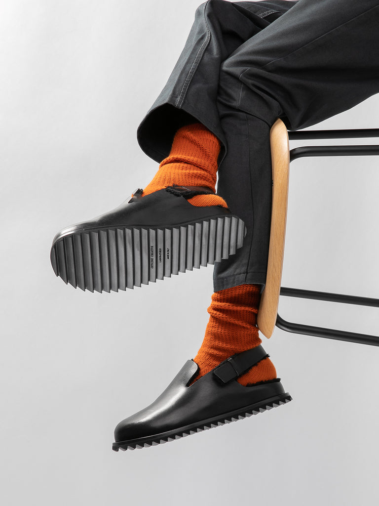 INTROSPECTUS 004 - Black Leather Back Strap Sandals Men Officine Creative - 1