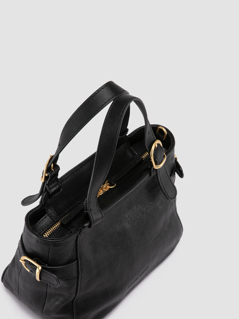 JULIE 004 - Black Leather Shoulder Bag