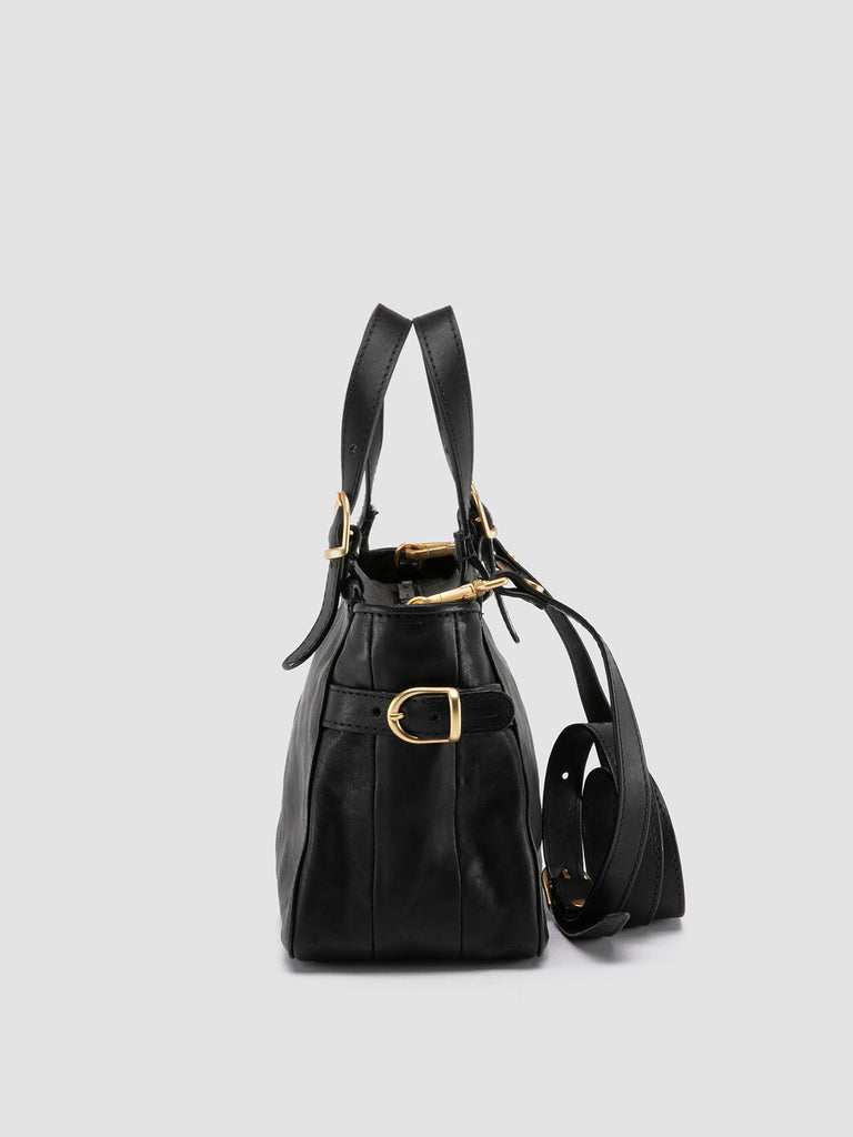 JULIE 004 - Black Leather Shoulder Bag