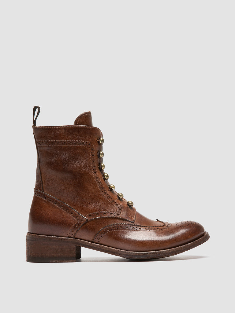 LISON 058 - Brown Leather Zip Boots