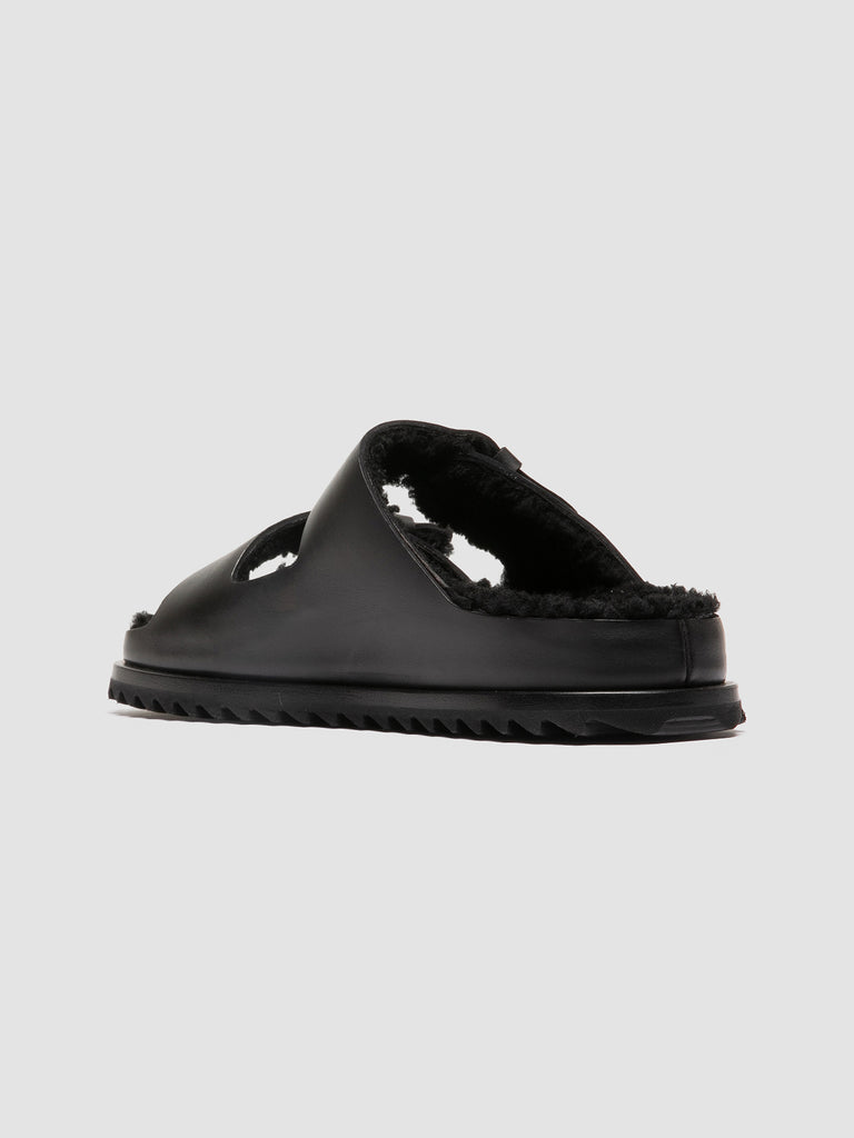 PELAGIE D'HIVER 012 - Black Leather Slide Sandals women Officine Creative - 4