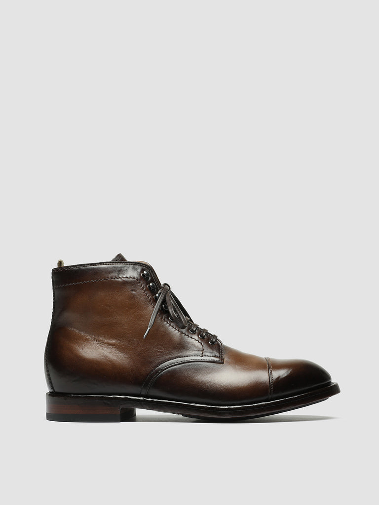 TEMPLE 002 - Brown Leather Lace Up Boots