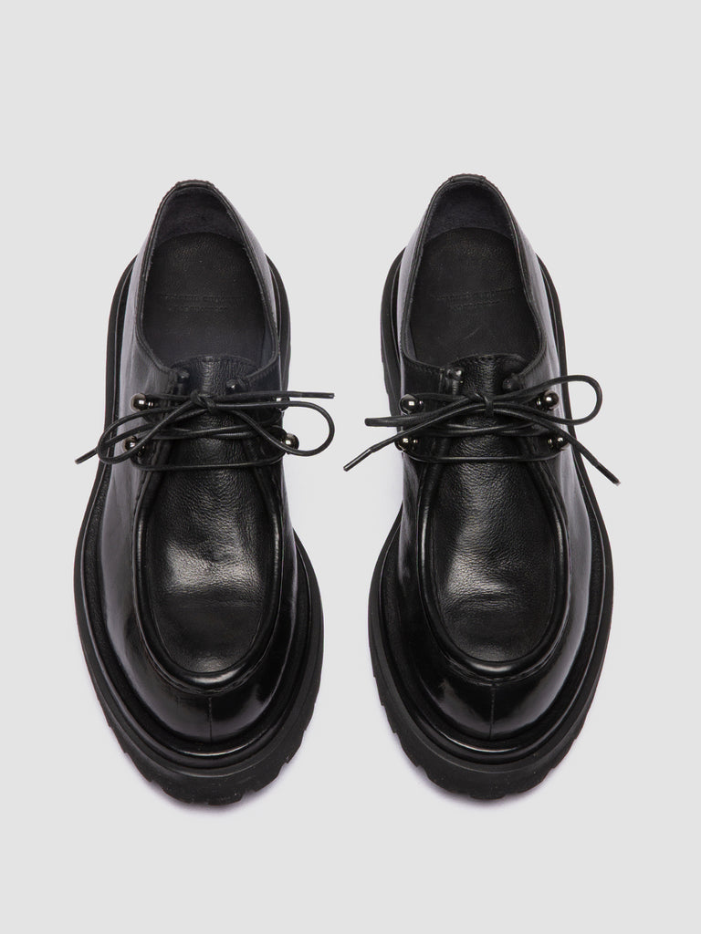 WISAL DD 102 - Black Leather Derby Shoes