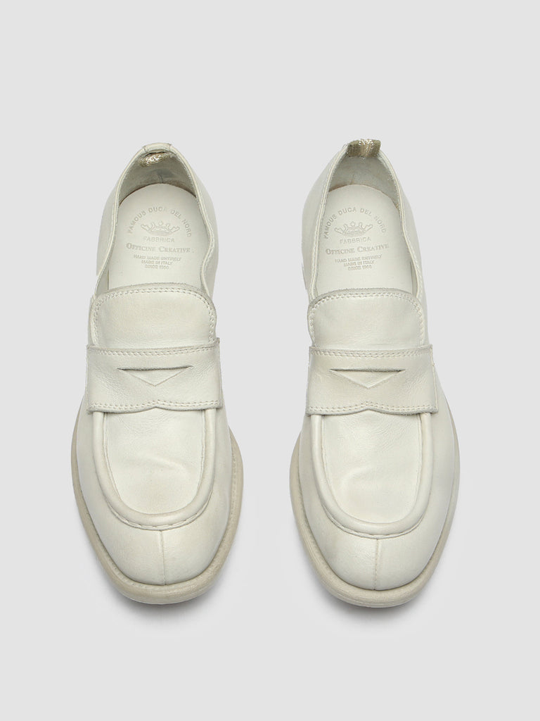 CALIXTE 020 - White Leather Penny Loafers