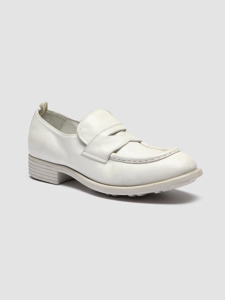 CALIXTE 020 - White Leather Penny Loafers