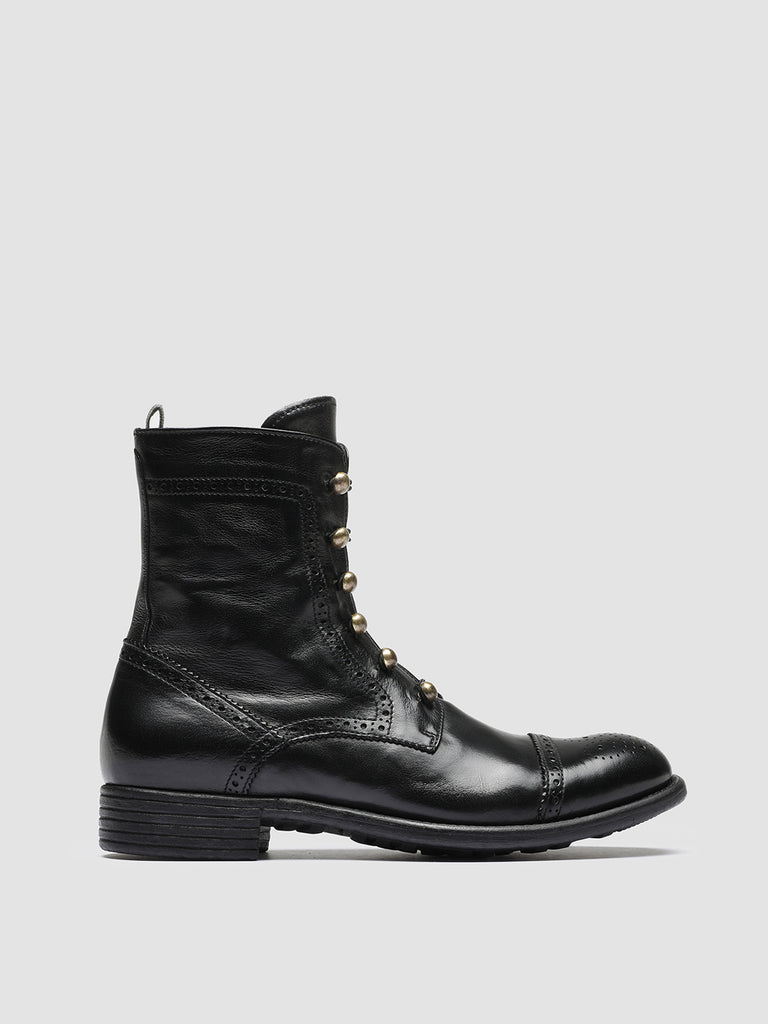 CALIXTE 023 - Black Leather Brogue Ankle Boots