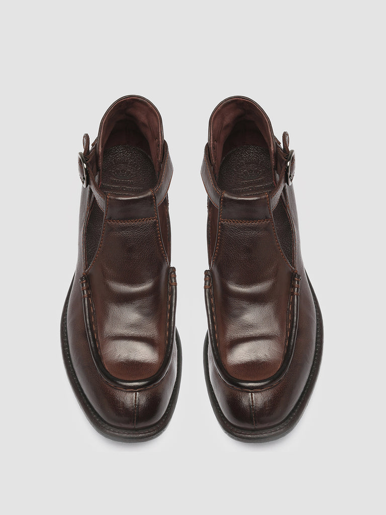 CALIXTE 032 - Brown Leather Cut-Out Loafers
