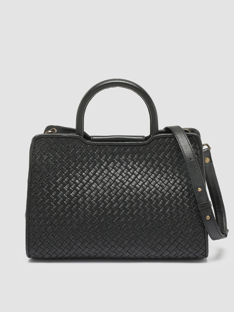 HELEN 025 - Black Woven Leather Hand Bag