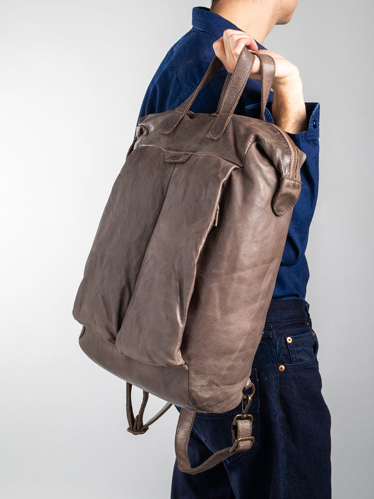 HELMET 28 - Taupe Leather Backpack  Officine Creative - 5