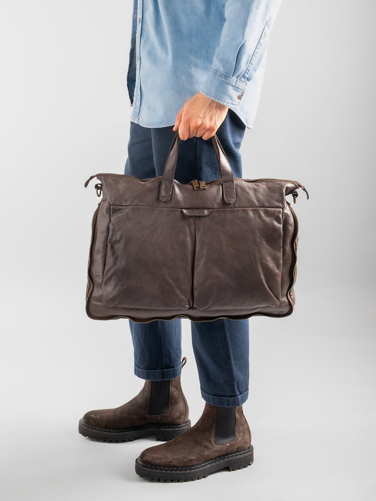 HELMET 29 - Brown Leather Briefcase  Officine Creative - 6