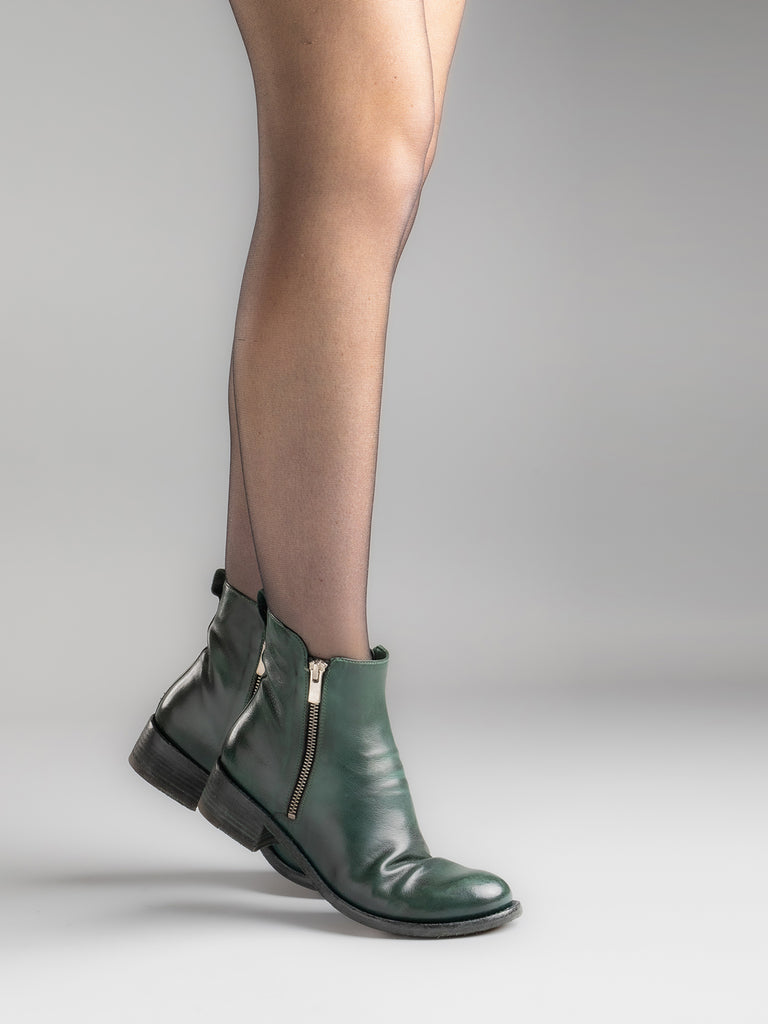 LISON 040 - Green Zipped Leather Ankle Boots Women Officine Creative - 6