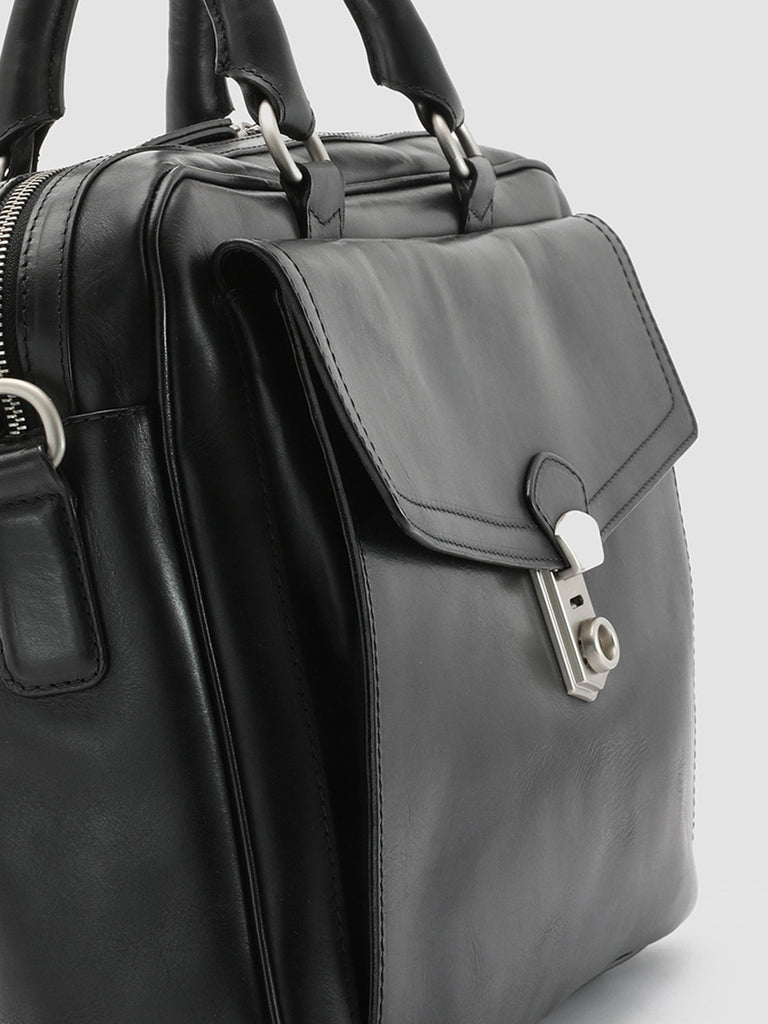 QUENTIN 03 - Black Leather Briefcase  Officine Creative - 5