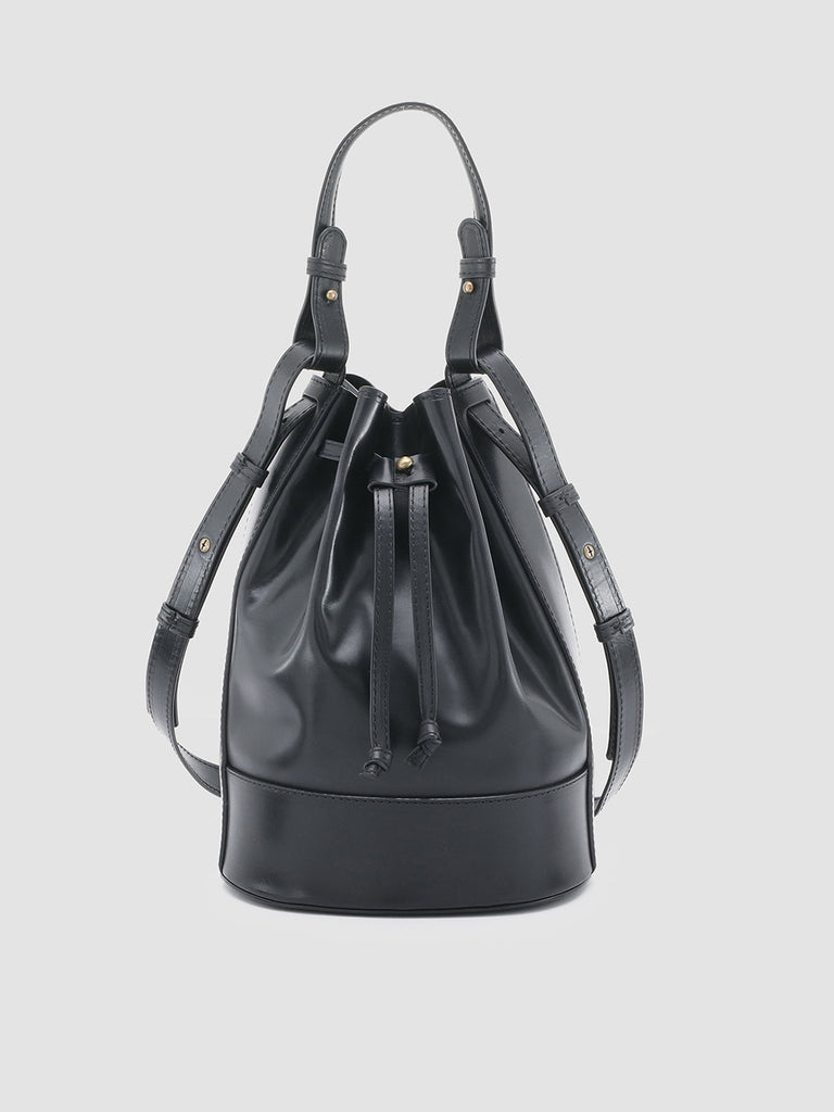 SADDLE 08 - Black Leather Bucket Bag