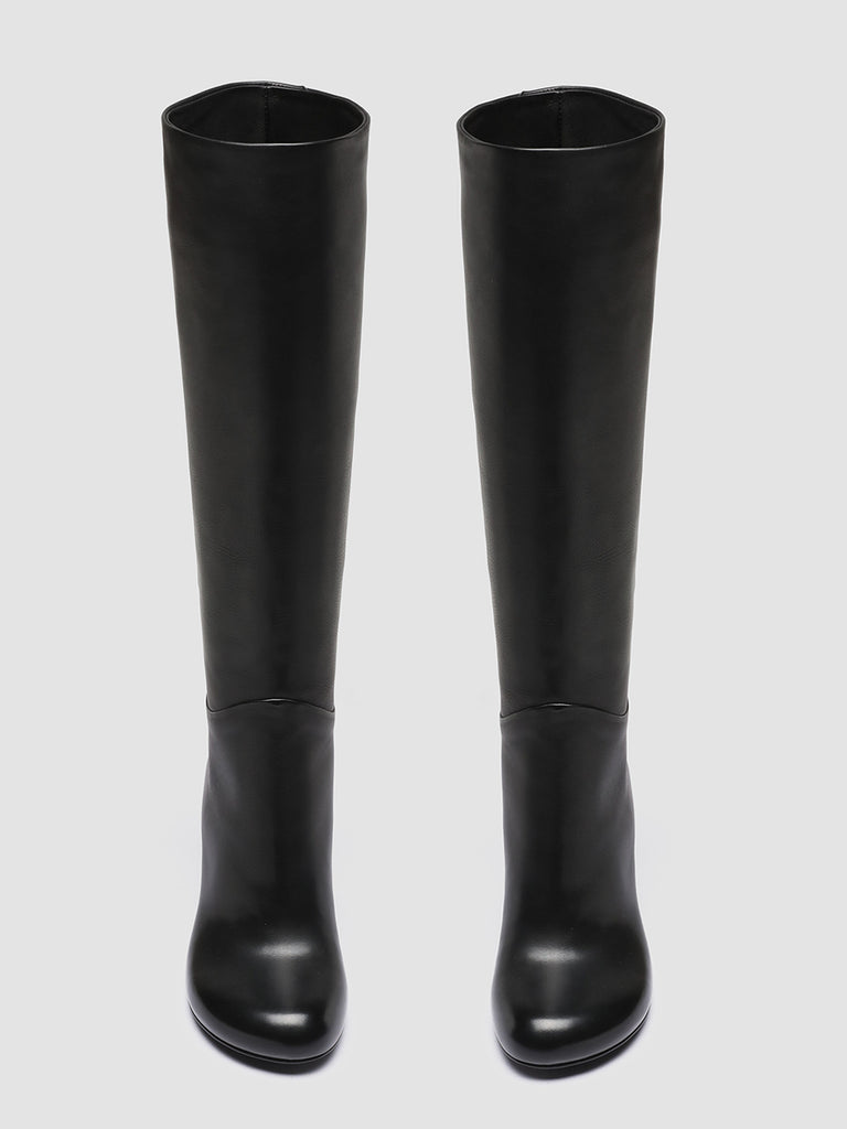 ESTHER 016 - Black Leather Pull On Boots