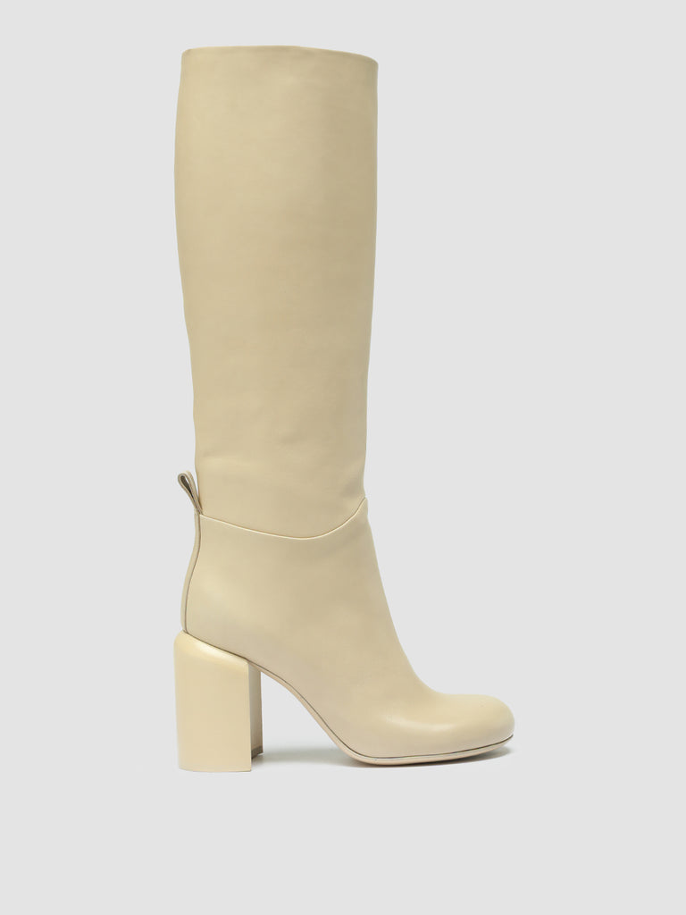 ESTHER 016 - Ivory Leather Pull On Boots