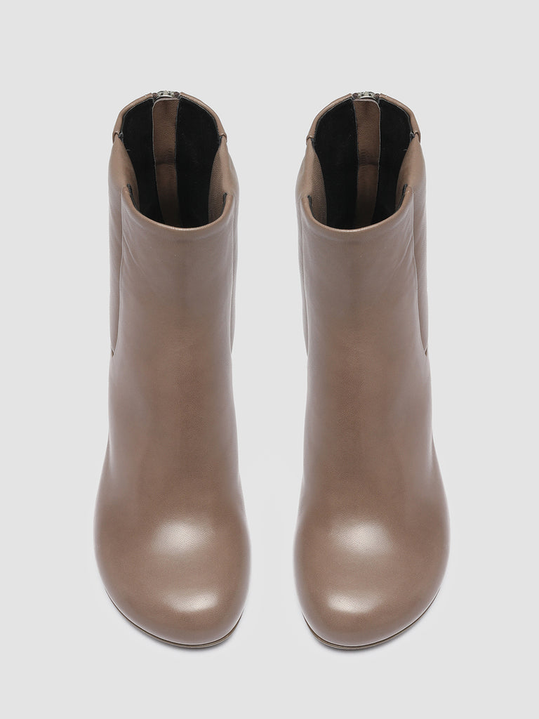 ETHEL 003 - Taupe Leather Zip Boots