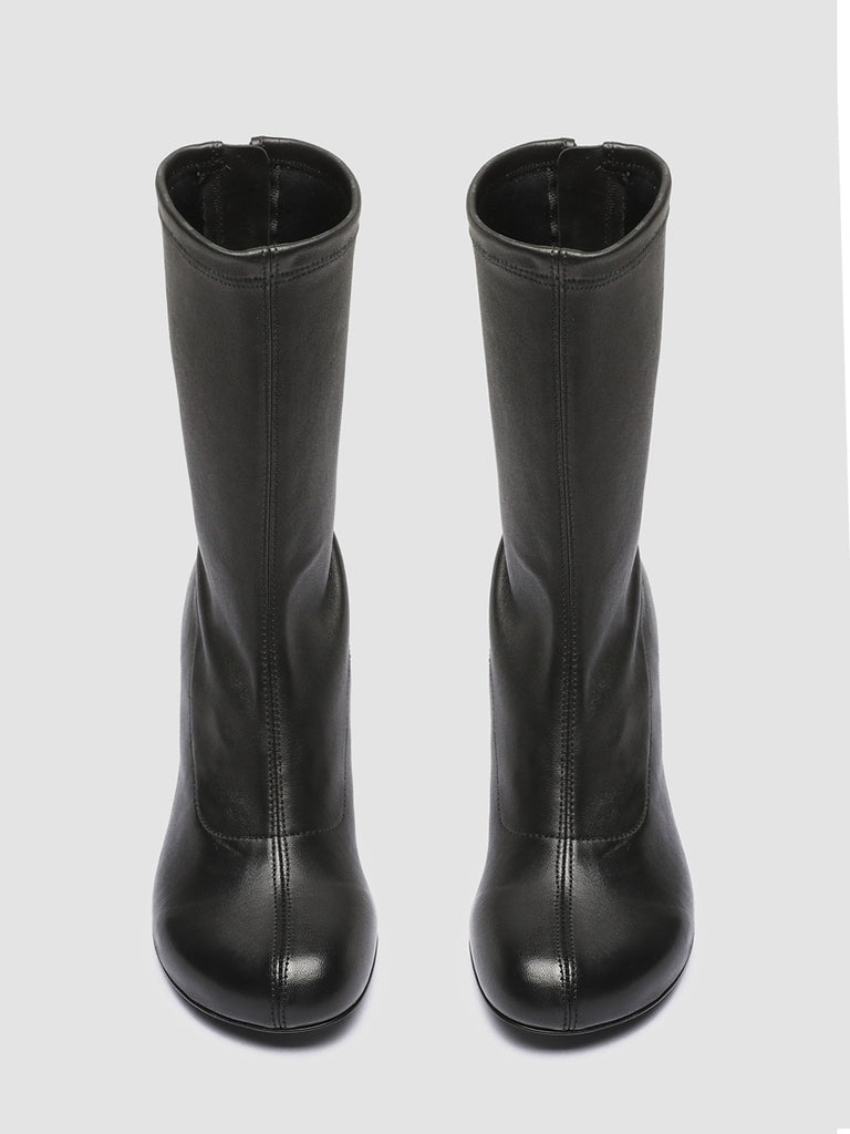 ETHEL 016 - Black Leather Stretch Boots