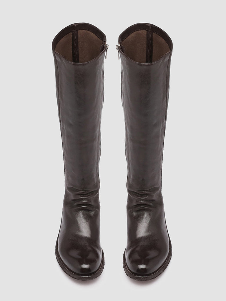 LISON 035 - Brown Stretch Leather Boots