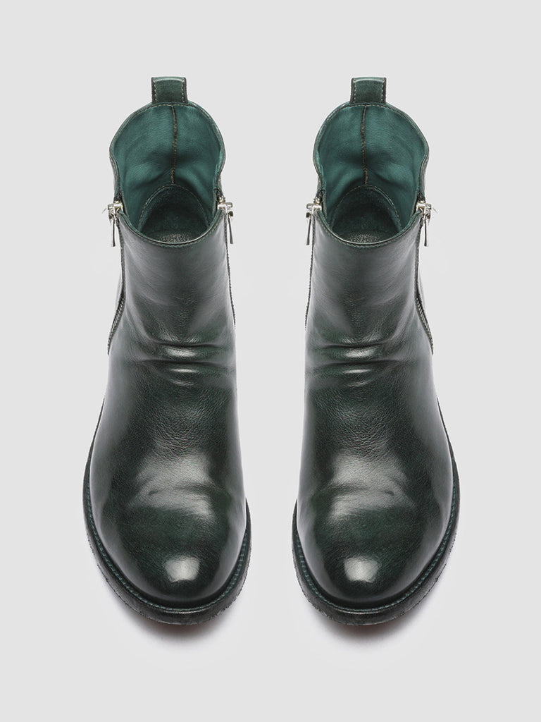 LISON 040 - Green Zipped Leather Ankle Boots
