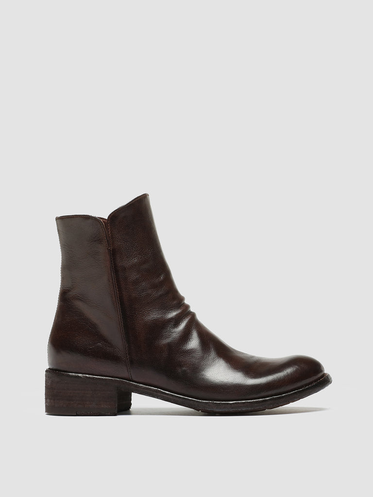 LISON 056 - Brown Leather Zip Boots