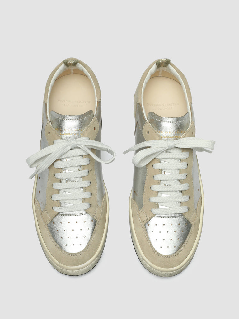 MAGIC 101 - Silver Leather and Suede Low Top Sneakers