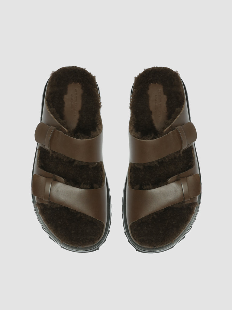 PELAGIE D'HIVER 012 - Brown Leather Slide Sandals women Officine Creative - 2
