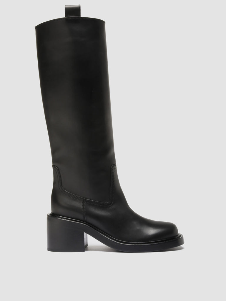 VENUS 004 - Black Leather Pull On Boots