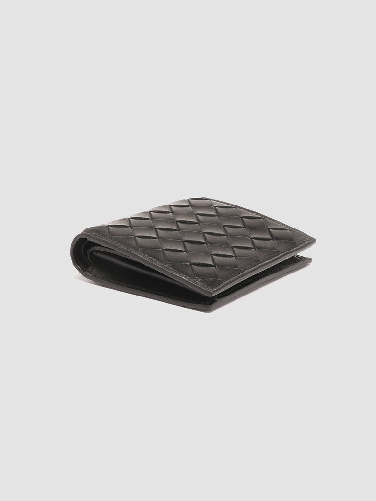 POCHE 111 - Black Woven Leather Bifold Wallet  Officine Creative - 4