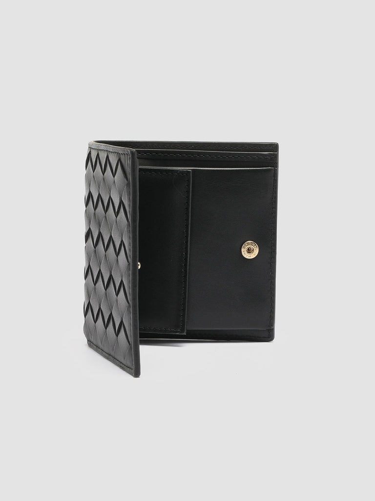 POCHE 111 - Black Woven Leather Bifold Wallet  Officine Creative - 5
