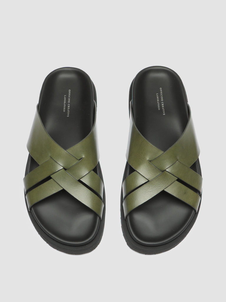 CHARRAT 003 - Green Leather Sandals  Men Officine Creative - 2