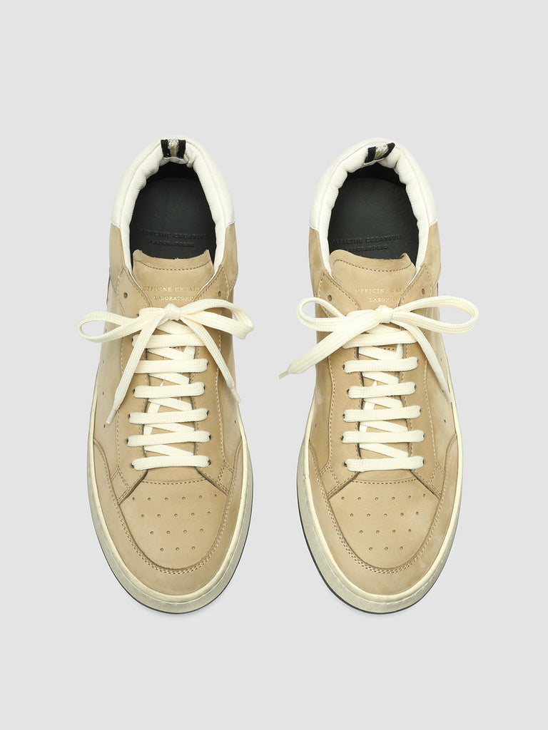 MAGIC 002 - Beige Leather and Suede Low Top Sneakers