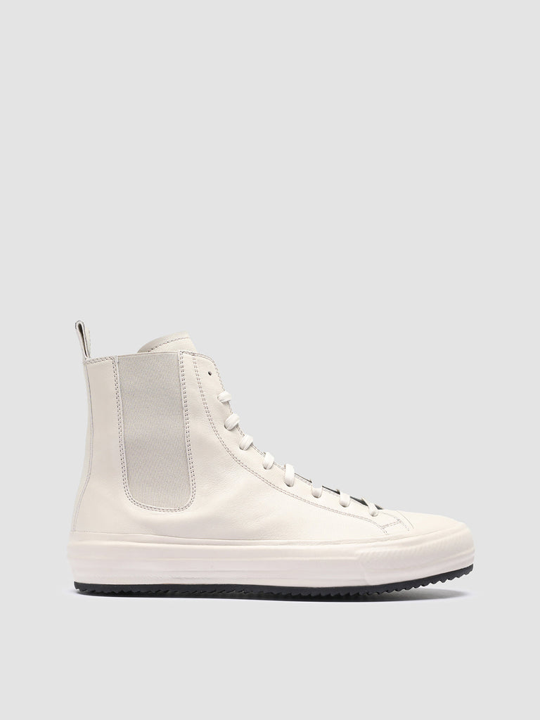 MES 008 - Taupe Leather High-Top Sneakers