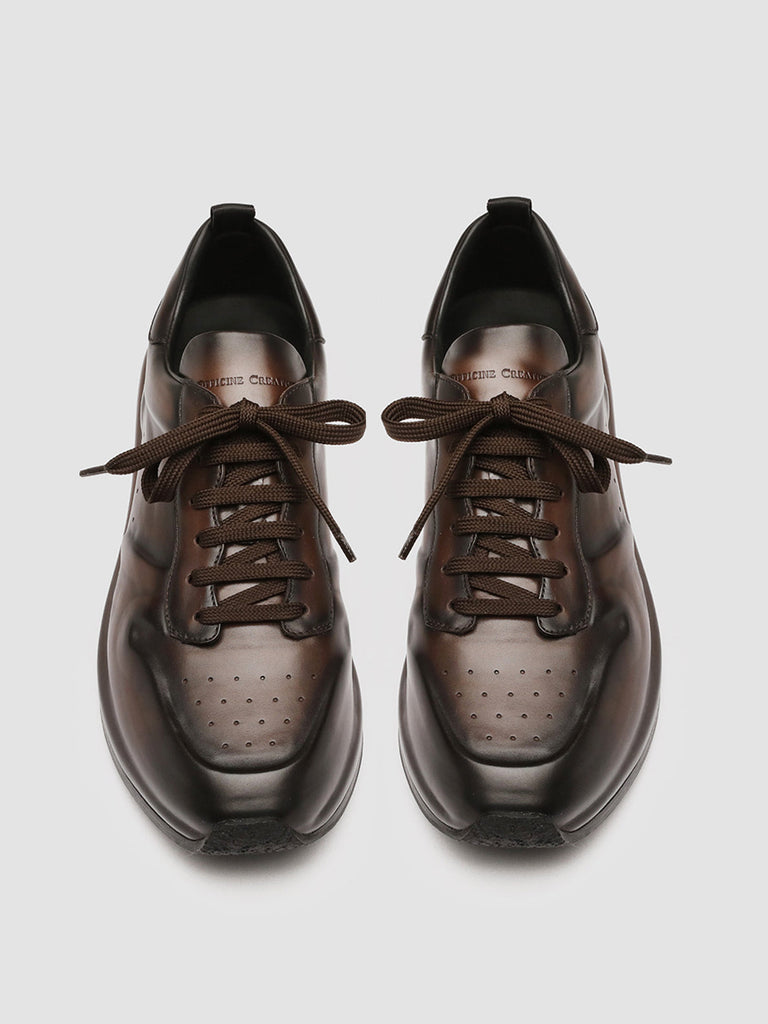 RACE LUX 003 - Brown Airbrushed Leather Sneakers