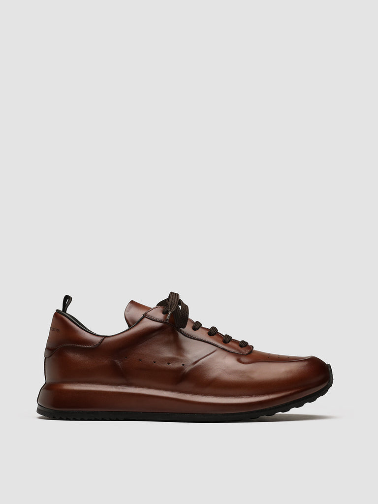RACE LUX 003 - Brown Airbrushed Leather Sneakers
