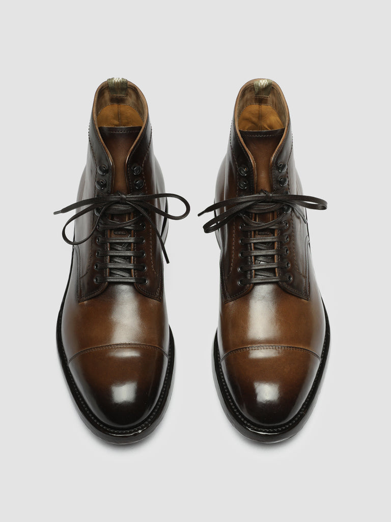 TEMPLE 002 - Brown Leather Lace Up Boots