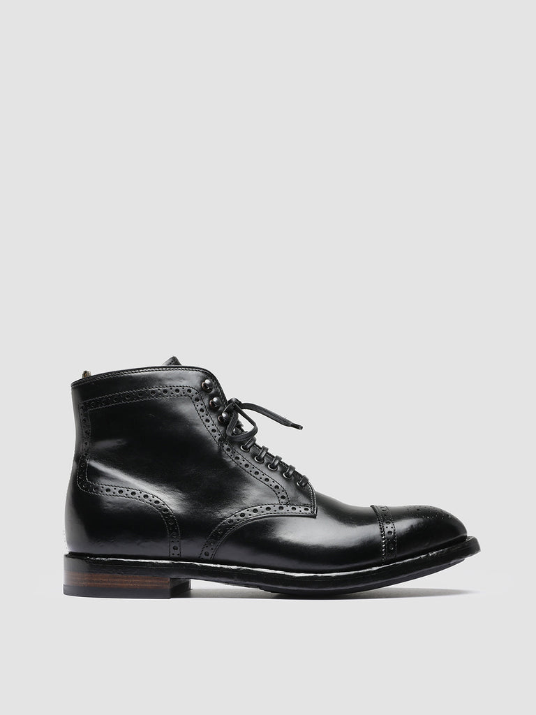 TEMPLE 004 - Black Leather Ankle Boots