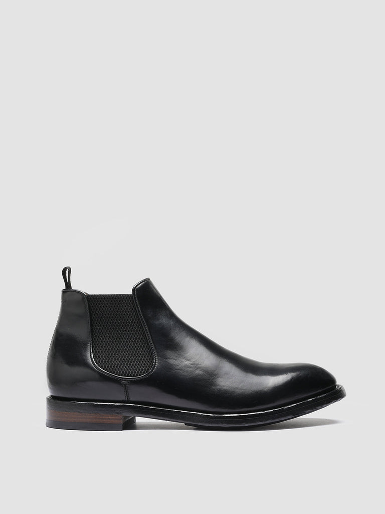 TEMPLE 008 - Black Leather Chelsea Boots