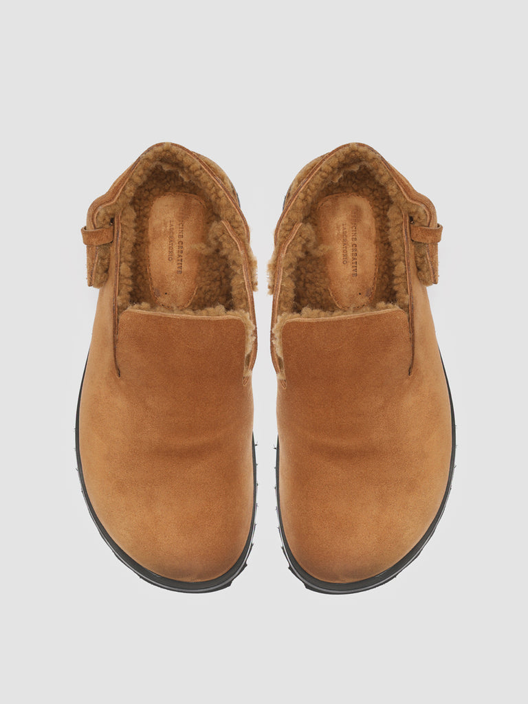 PELAGIE D’HIVER 004 - Brown Suede and Shearling Slingback Pumps