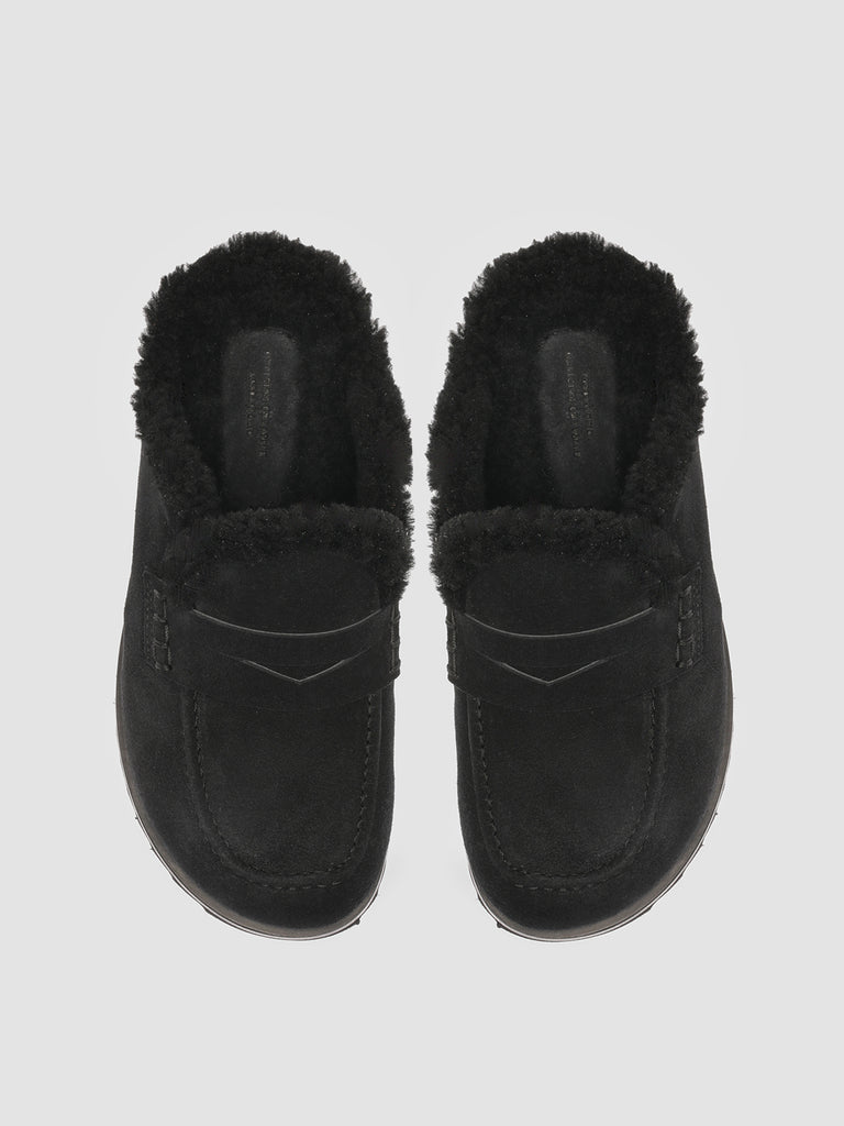 PELAGIE D’HIVER 007 - Black Suede and Shearling Mules Women Officine Creative - 2