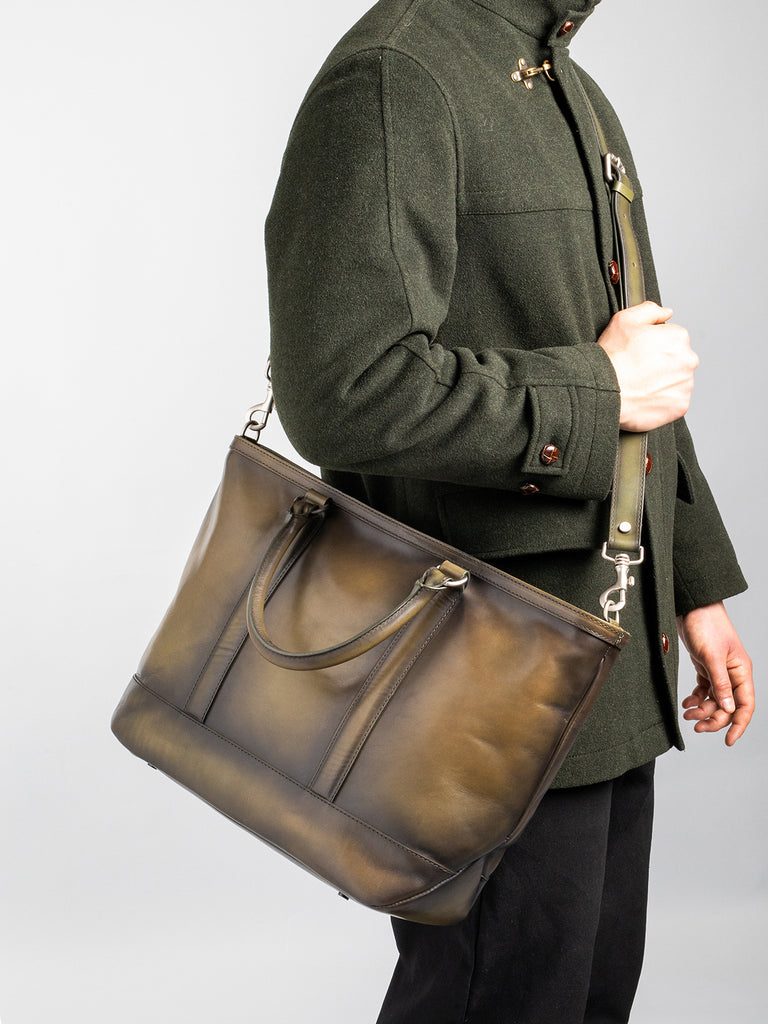 QUENTIN 008 - Green Leather Tote Bag