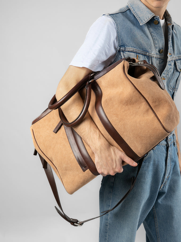 QUENTIN 009 - Brown Canvas and Leather Bag  Officine Creative - 7