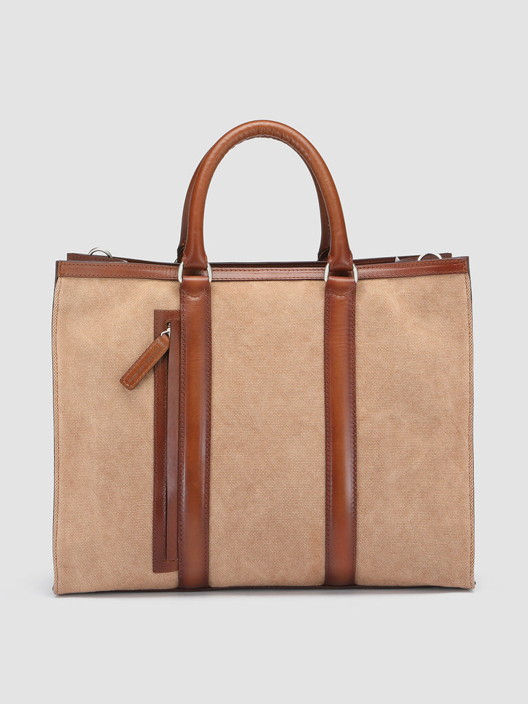 QUENTIN 013 - Brown Canvas and Leather Tote Bag  Officine Creative - 1