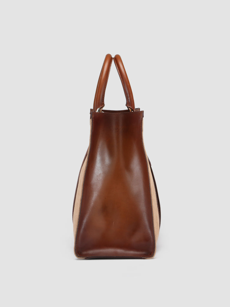 QUENTIN 013 - Brown Canvas and Leather Tote Bag  Officine Creative - 5