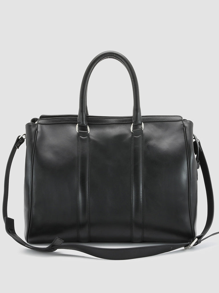QUENTIN 01 - Black Leather Tote Bag