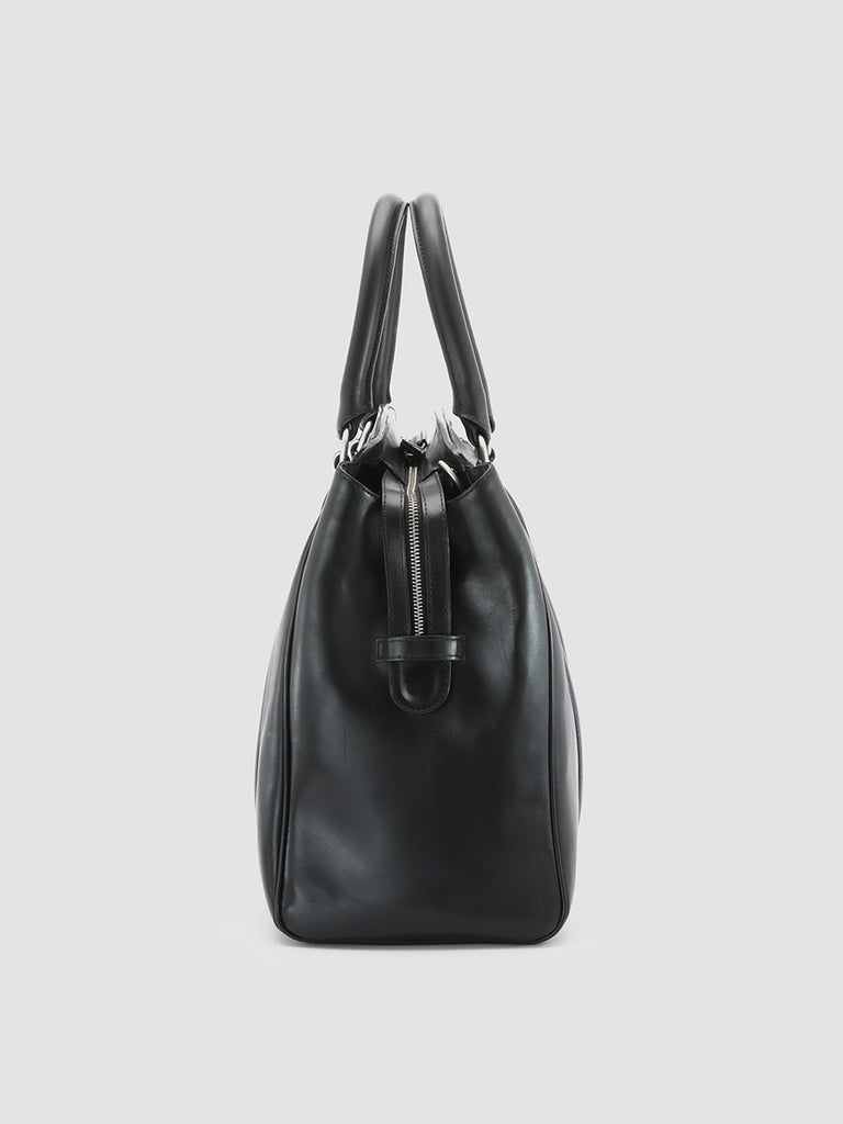 QUENTIN 01 - Black Leather Tote Bag