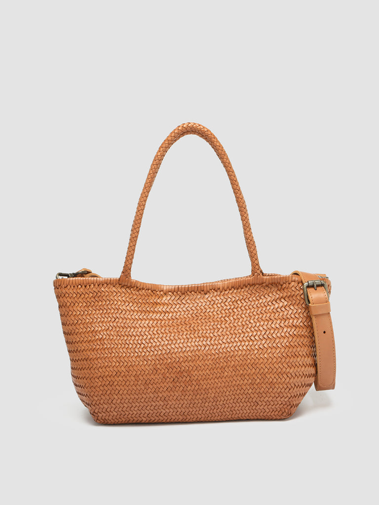 SUSAN 01 Woven - Brown Leather Tote Bag