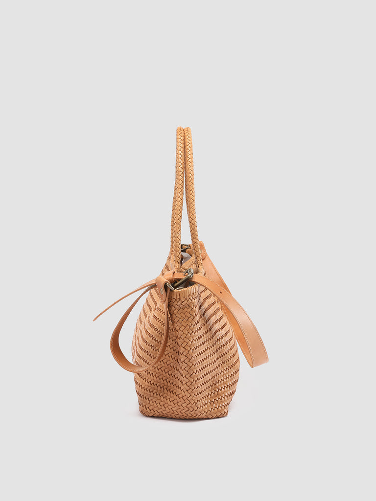 SUSAN 05 Woven - Taupe Leather tote bag